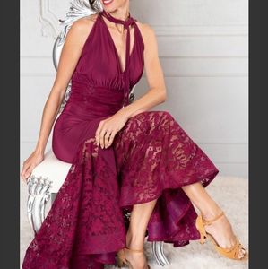 Merlot reversible corset waist knit gown